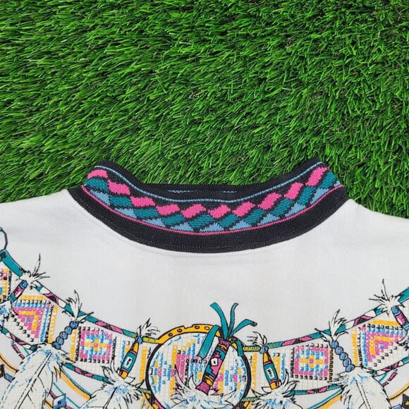 Vintage Native-American Ringer Sweatshirt Womens Large 22x22 USA - Picture 12 of 15